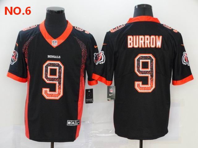 Men's Cincinnati Bengals 9 Joe Burrow Black Orange Jersey;